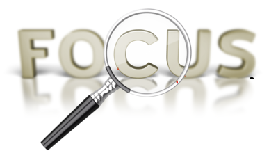 Word Focus with a magnifying glass